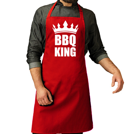 BBQ King barbeque schort / keukenschort rood voor heren