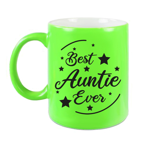 Best Auntie Ever gift coffee mug / tea cup neon green 330 ml
