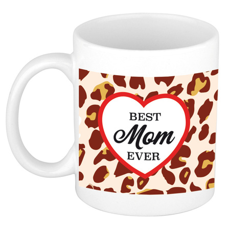 Cadeau moeder set - Fleece plaid/deken panter print met Best mom ever panterprint mok
