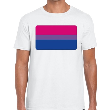Bi vlag gay pride t-shirt wit voor heren