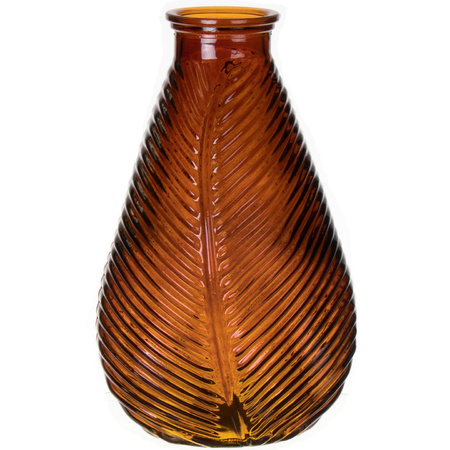Bloemenvaas - bruin - transparant glas - D14 x H23 cm