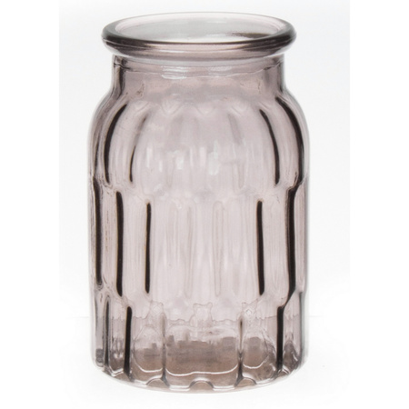 Bloemenvaas - grijs - transparant glas - D12 x H18 cm