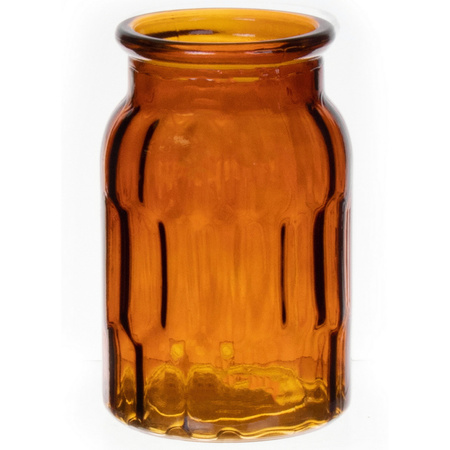 Bloemenvaas klein - bruin - transparant glas - D10 x H16 cm