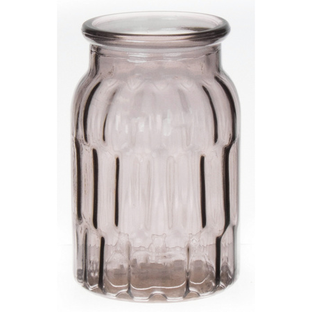 Bloemenvaas klein - grijs - transparant glas - D10 x H16 cm