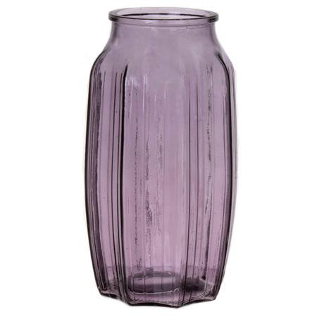 Bloemenvaas - paars - transparant glas - D12 x H22 cm