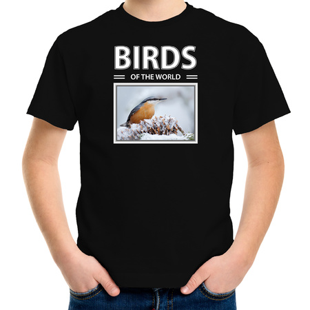 Boomklever vogels t-shirt met dieren foto birds of the world zwart voor kinderen