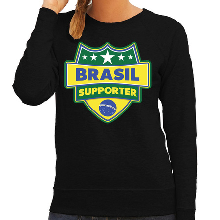 Brazilie / Brasil schild supporter sweater zwart voor dames