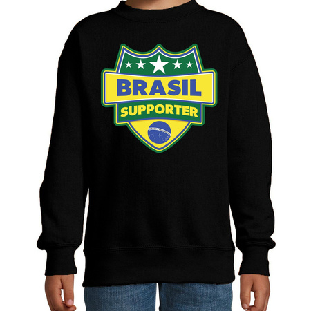 Brazili  / Brasil schild supporter sweater zwart voor kinderen