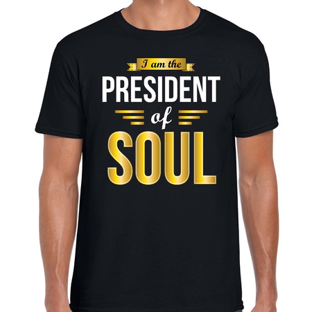 Cadeau t-shirt voor heren - President of Soul - zwart - muziek liefhebber