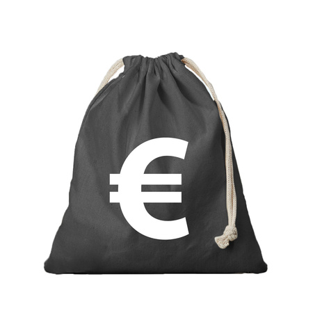 Canvas geldzak met euro teken zwart 25 x 30 cm verkleedaccessoires