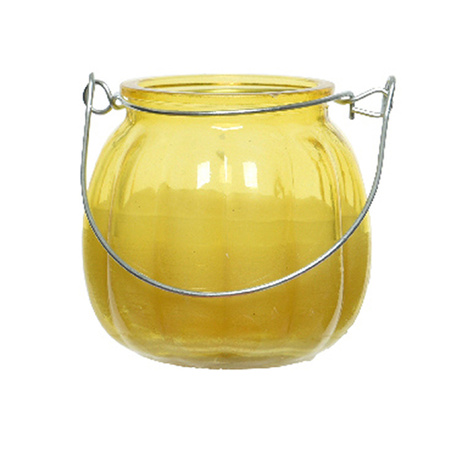 Citronella kaars - glas - geel - 15 branduren - D8 x H8 cm