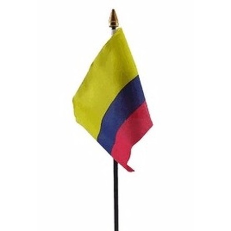 Colombia mini flag on pole 10 x 15 cm