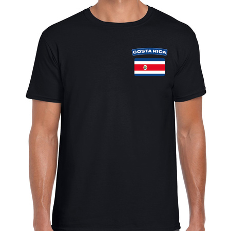 Costarica t-shirt met vlag zwart op borst voor heren