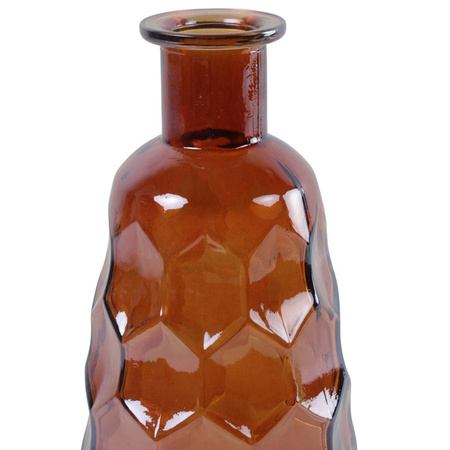 Countryfield Art Deco bloemenvaas - cognac bruin transparant - glas - fles vorm - D12 x H30 cm