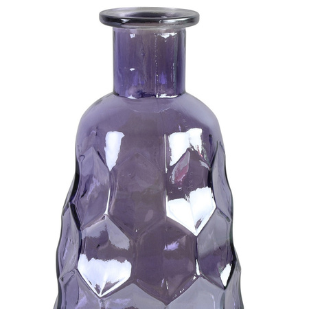 Countryfield Art Deco bloemenvaas - paars transparant - glas - fles vorm - D12 x H30 cm