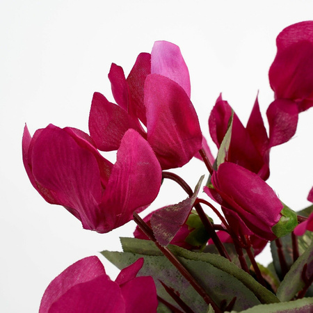 Cyclaam kunstplant donker roze in keramieken pot H30 x D30 cm