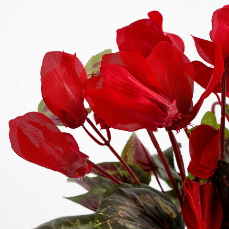 Cyclaam kunstplant rood in keramieken pot H30 x D30 cm