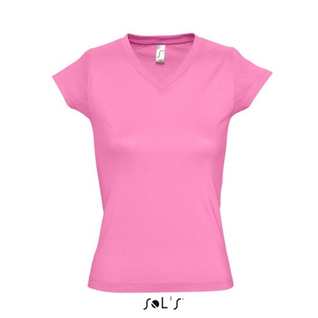 antiek Tapijt Aubergine Dames t-shirt V-hals roze 100% katoen slimfit bij Fun en Feest België