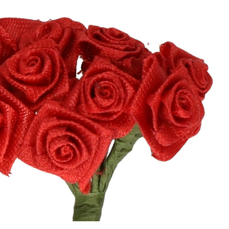 Decorative DIY flowers silk - bunch of 12 - dark red