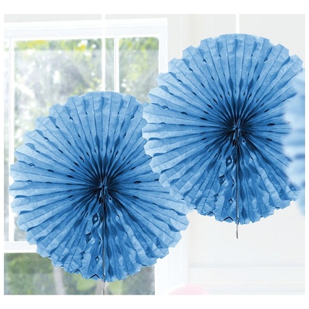 Decoratie waaier licht blauw 45 cm