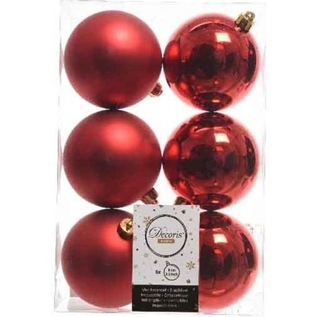 Kerstbal en piek set 91x goud-donkergroen-rood voor 150 cm boom