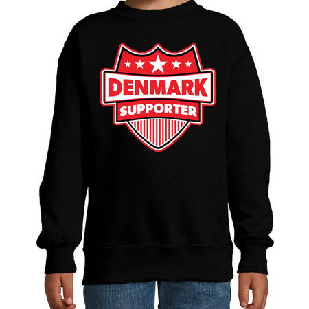 Denemarken  / Denmark schild supporter sweater zwart voor kinder