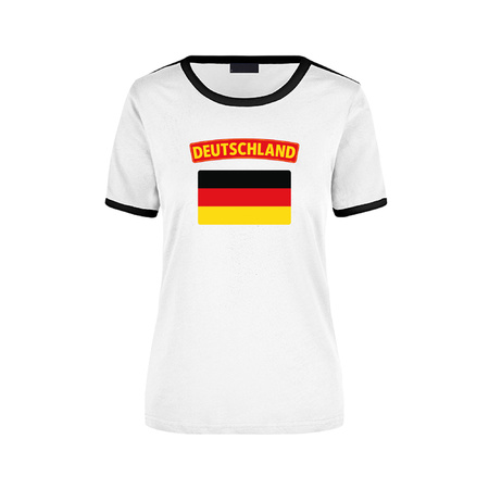 Deutschland wit/zwart ringer t-shirt Duitsland met vlag voor dames