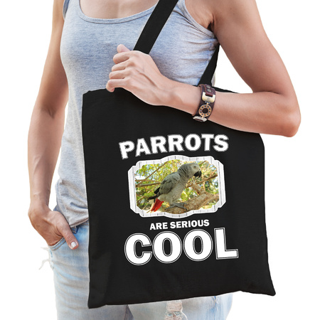 Dieren grijze roodstaart papegaai tasje zwart volwassenen en kinderen - parrots are cool cadeau bood