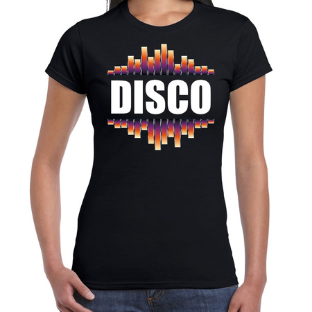 Disco fun tekst t-shirt zwart dames