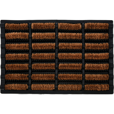Droogloopmat/deurmat - voor binnen/buiten - zwart - rubber/kokos - 40 x 60 cm