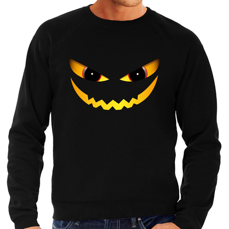 Duivel gezicht halloween verkleed sweater zwart voor heren