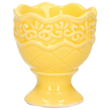 1x Egg cup porcelain yellow 5,5 x 6,5 cm