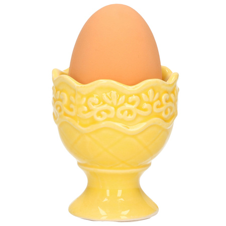 1x Egg cup porcelain yellow 5,5 x 6,5 cm