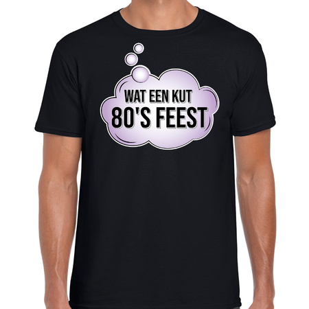 Schepsel element banjo Eighties party / wat een kut 80s feest fun tekst t-shirt zwart voor heren  bij Fun en Feest België