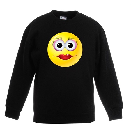 Emoticon sweater diva zwart kinderen