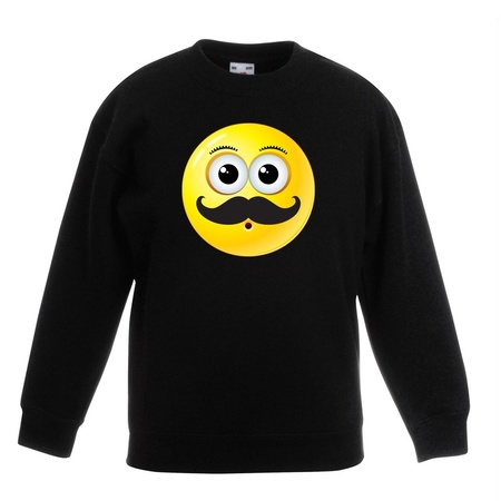 Emoticon sweater snor zwart kinderen