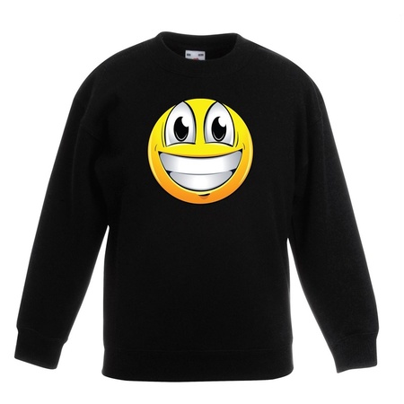 Emoticon sweater super vrolijk zwart kinderen
