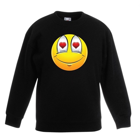 Emoticon sweater verliefd zwart kinderen