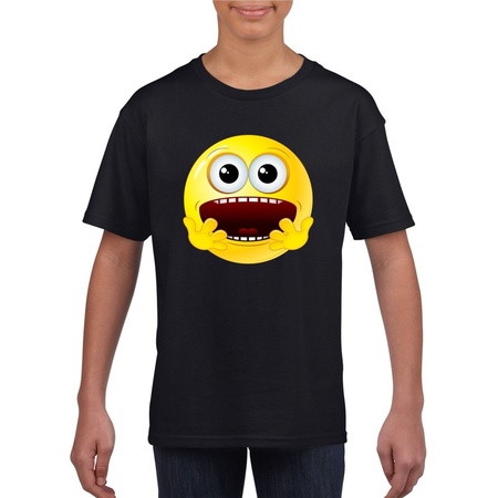 Emoticon t-shirt geschrokken zwart kinderen