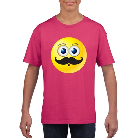 Emoticon t-shirt snor roze kinderen