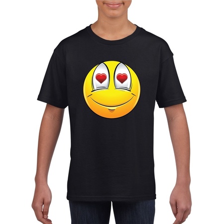 Emoticon t-shirt verliefd  zwart kinderen