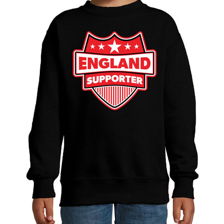 Engeland  / England schild supporter sweater zwart voor kinder