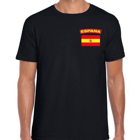 Espana t-shirt met vlag Spanje zwart op borst voor heren