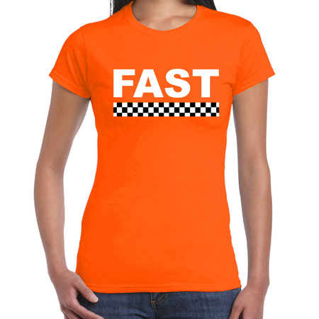 Fast coureur supporter / finish vlag t-shirt oranje voor dames