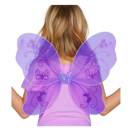 Feeen carnaval verkleed vleugels paars voor kinderen 44 x 38 cm