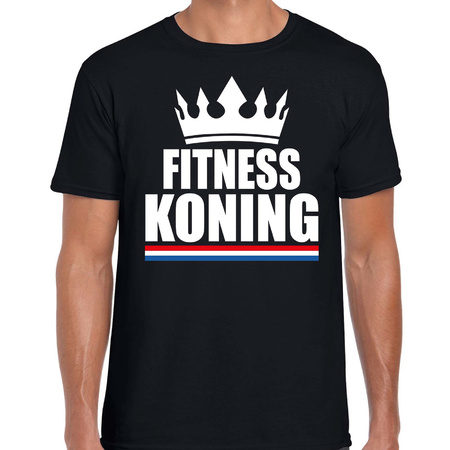 Black fitness koning shirt with crown men