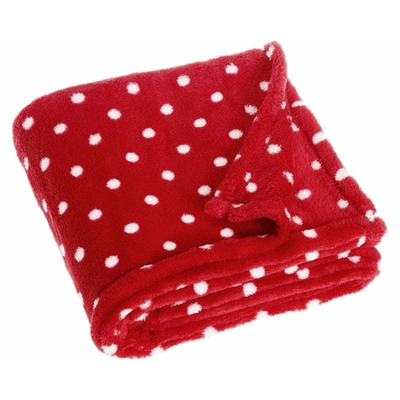 Fleece blanket red with white dots design 75 x 100 cm