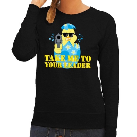 Fout paas sweater zwart take me to your leader voor dames