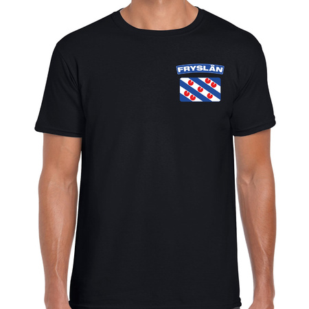 Fryslan t-shirt met vlag Friesland zwart op borst voor heren