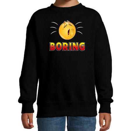 Funny emoticon sweater Boring zwart kids
